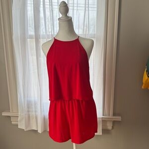 Red Halter Neck Romper